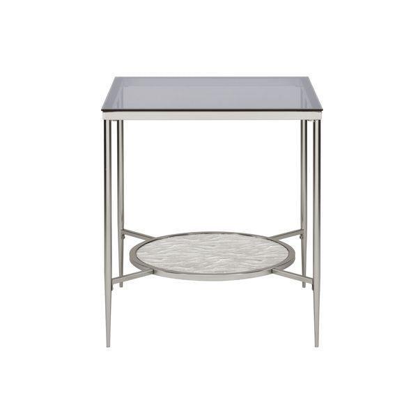 ACME Adelrik End Table, Glass & Chrome Finish FredCo