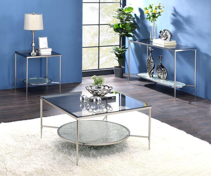 ACME Adelrik End Table, Glass & Chrome Finish FredCo