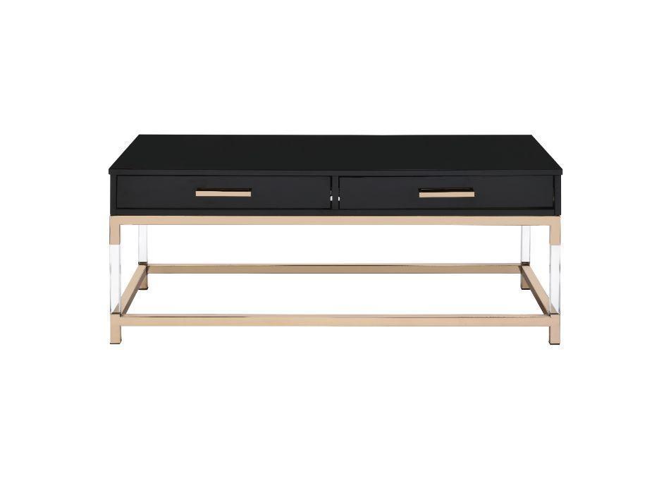 ACME Adiel Coffee Table, Black & Gold Finish FredCo