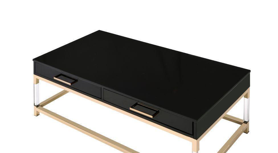 ACME Adiel Coffee Table, Black & Gold Finish FredCo