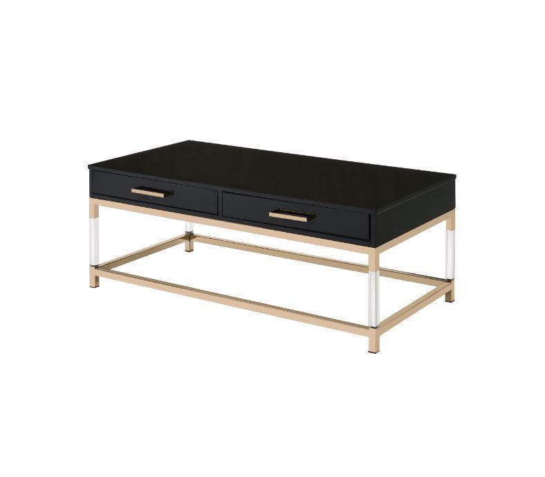 ACME Adiel Coffee Table, Black & Gold Finish FredCo