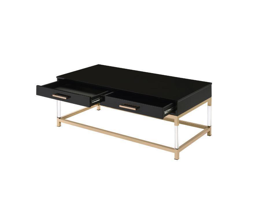 ACME Adiel Coffee Table, Black & Gold Finish FredCo