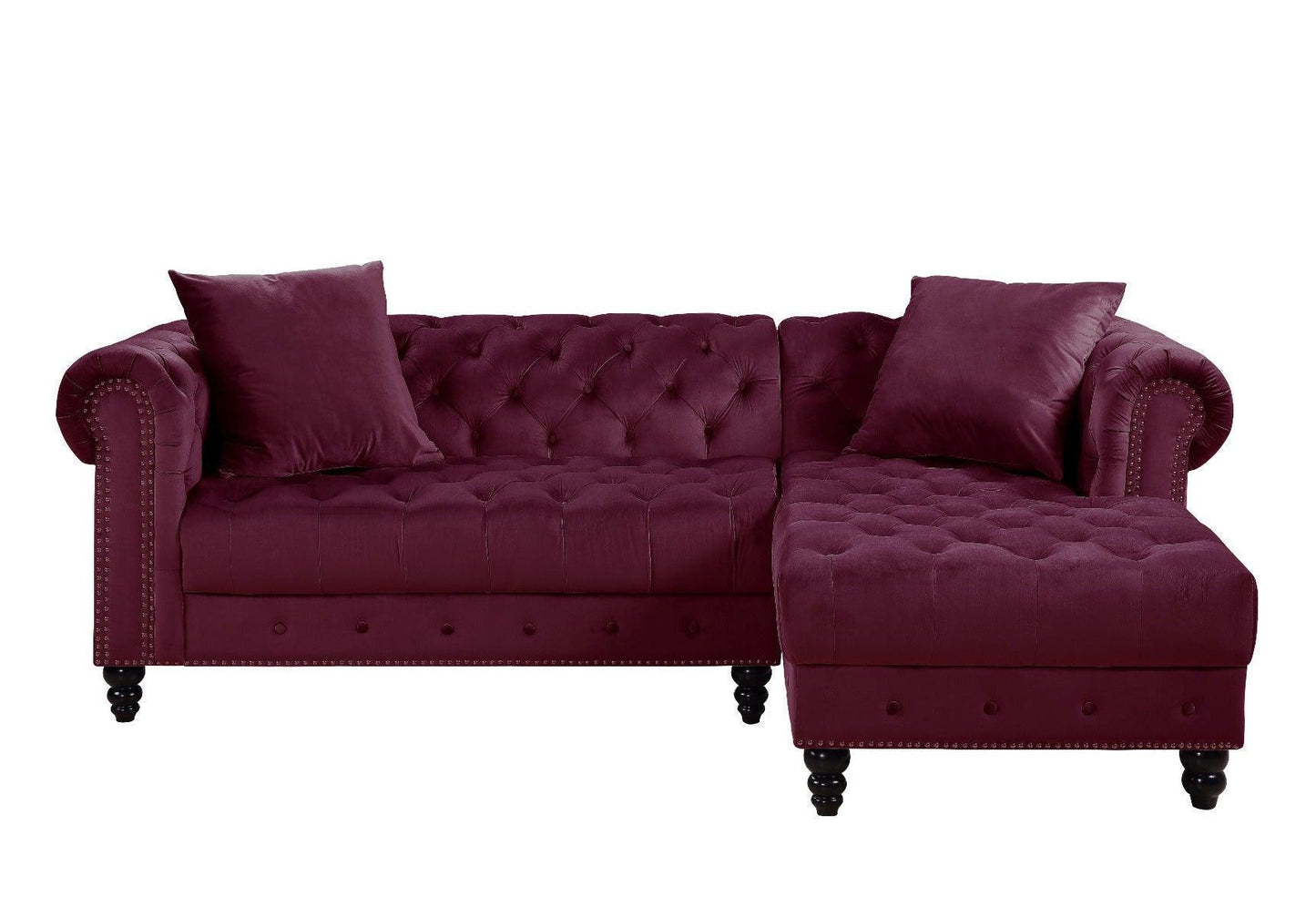 ACME Adnelis Sectional Sofa w/2 Pillows, Red Velvet FredCo