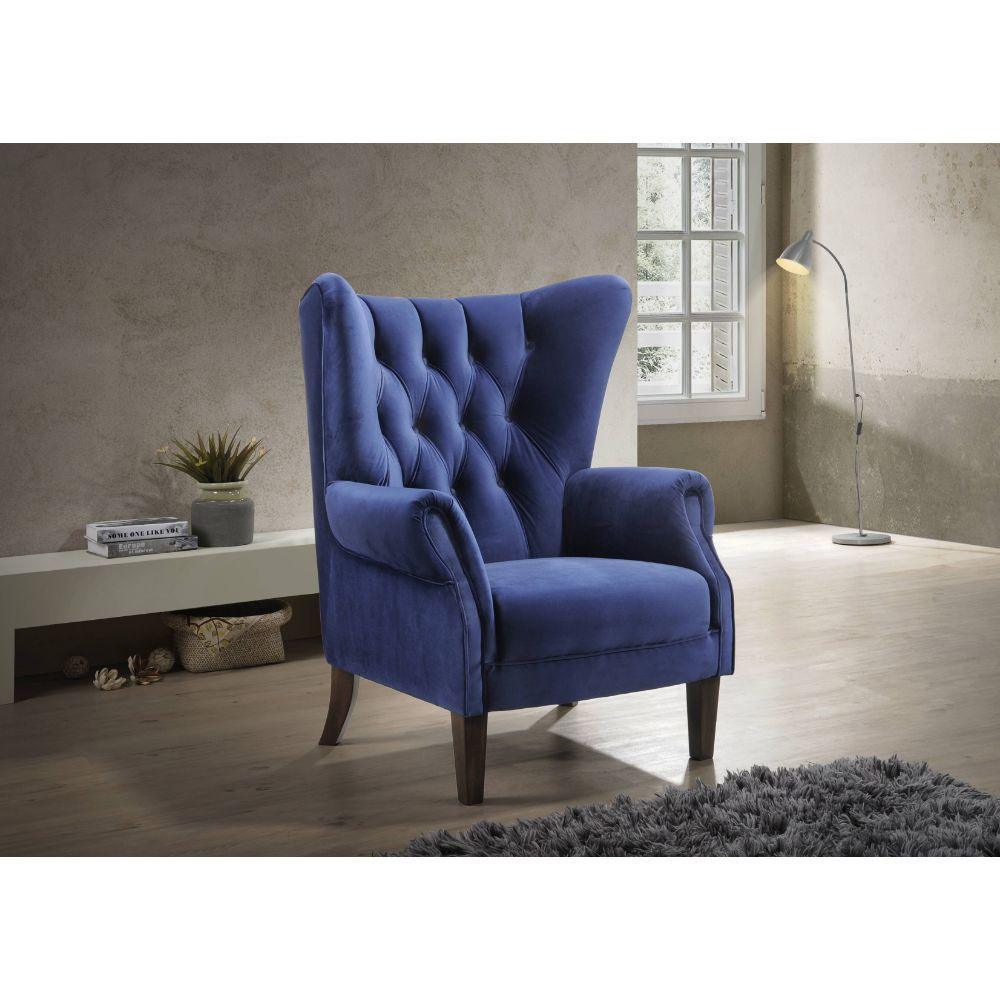 ACME Adonis Accent Chair, Navy Blue Velvet FredCo