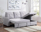 ACME Amboise Reversible Storage Sleeper Sectional Sofa, Light Gray Fabric FredCo