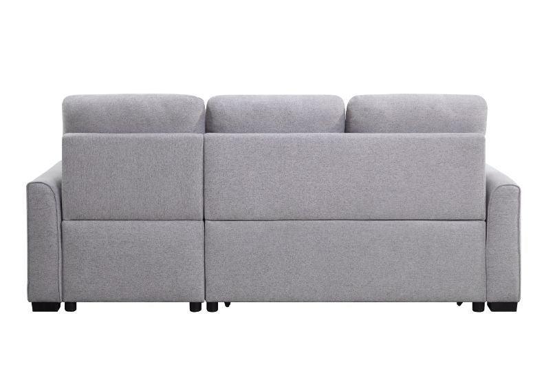 ACME Amboise Reversible Storage Sleeper Sectional Sofa, Light Gray Fabric FredCo