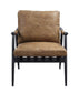 ACME Anzan Accent Chair, Berham Chestnut Top Grain Leather & Matt Iron Finish FredCo