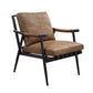 ACME Anzan Accent Chair, Berham Chestnut Top Grain Leather & Matt Iron Finish FredCo