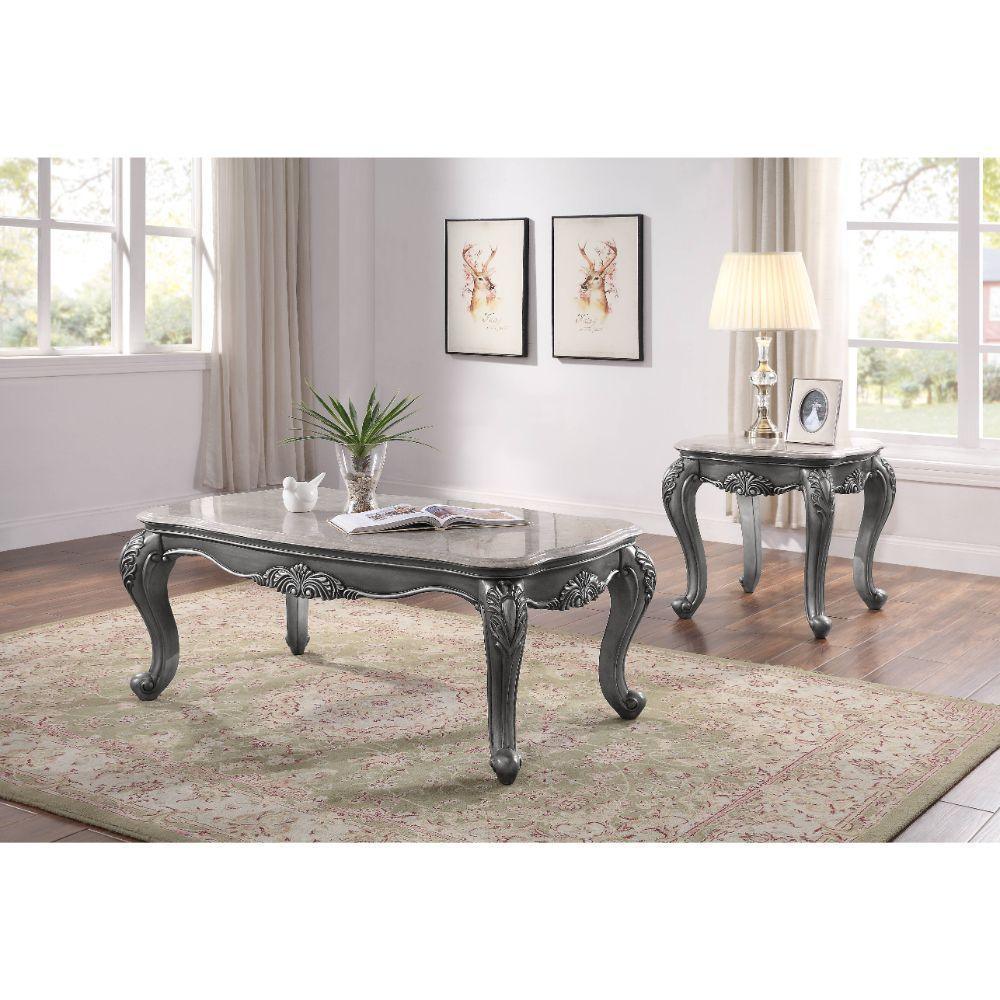 ACME Ariadne Coffee Table, Marble & Platinum FredCo