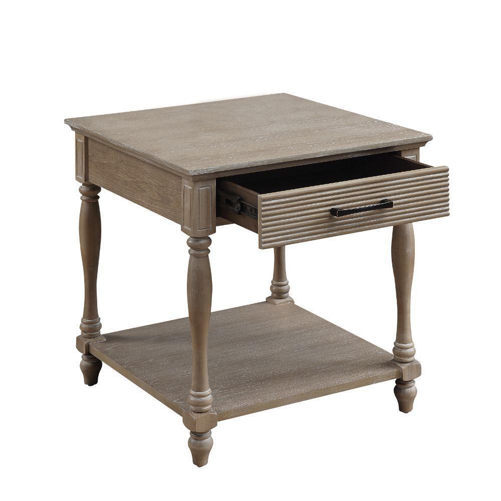 ACME Ariolo End Table, Antique White FredCo