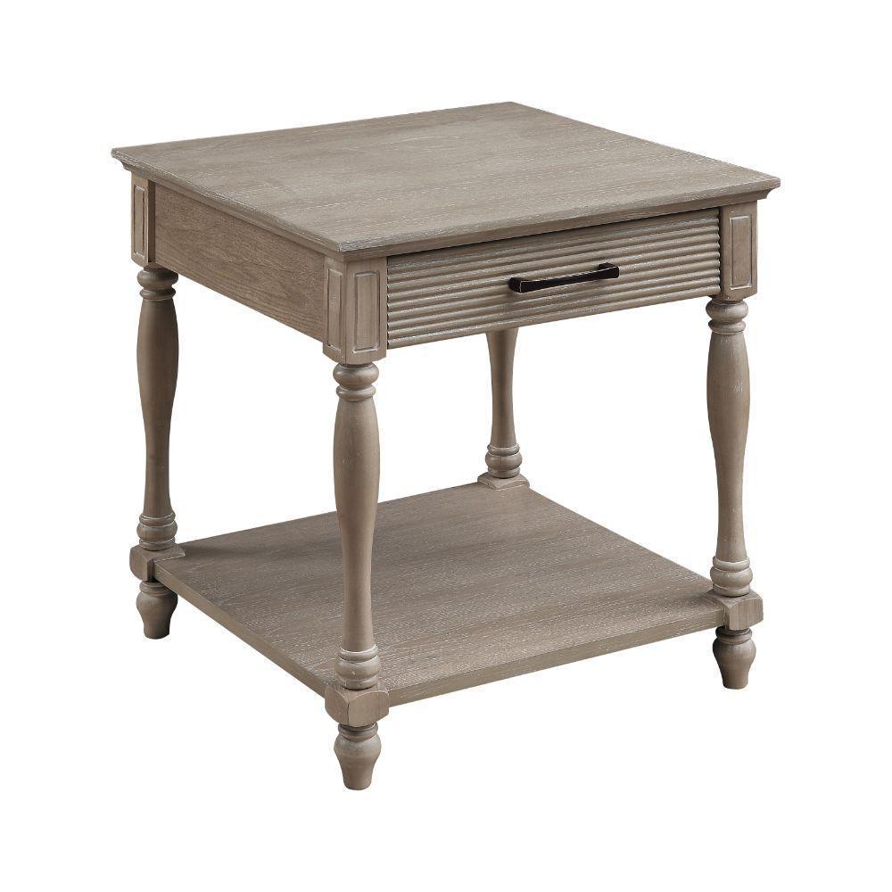 ACME Ariolo End Table, Antique White FredCo