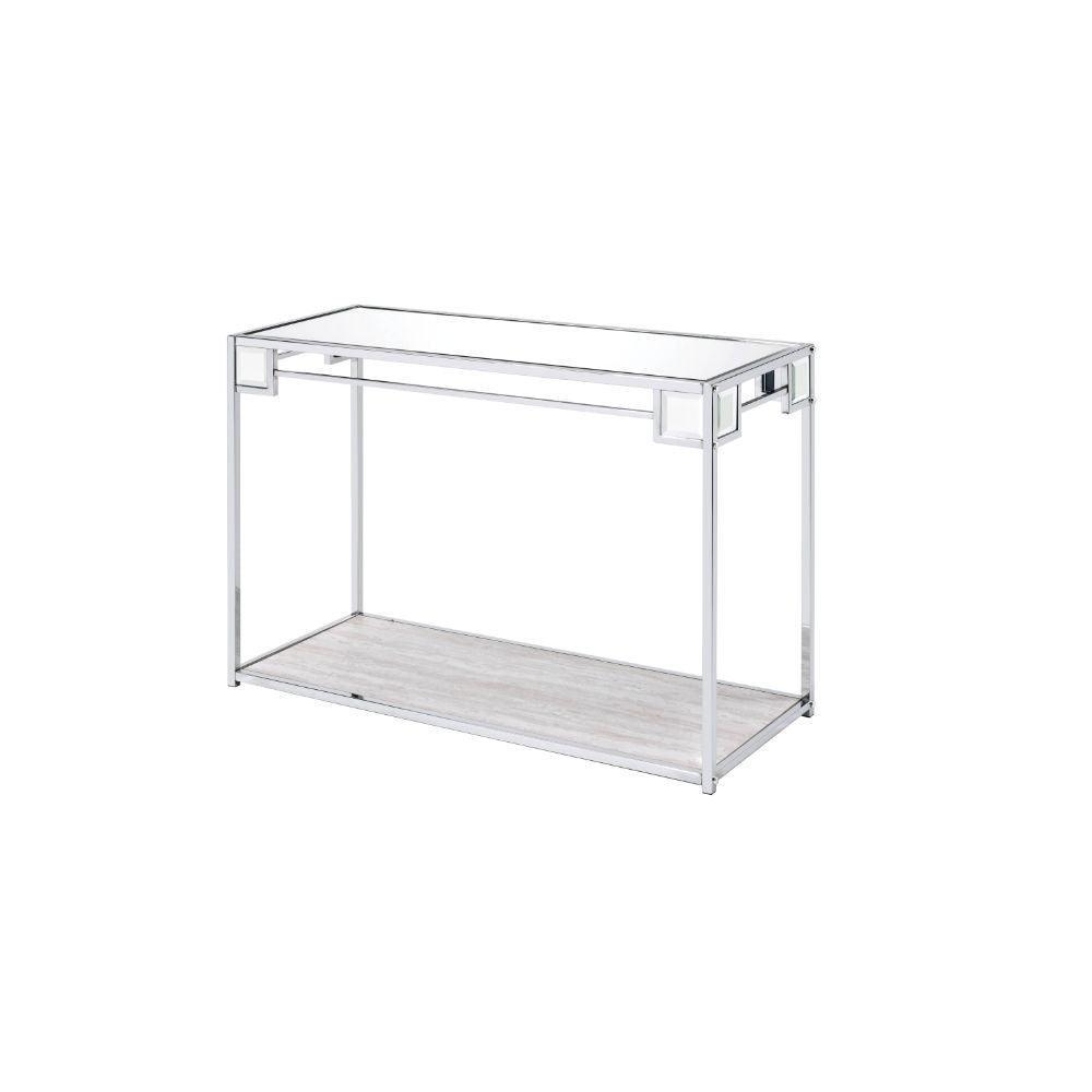 ACME Asbury Console Table, Mirrored, Chrome FredCo