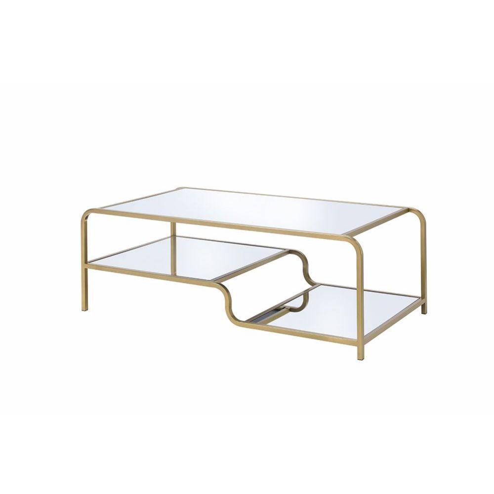 ACME Astrid Coffee Table, Gold & Mirror FredCo