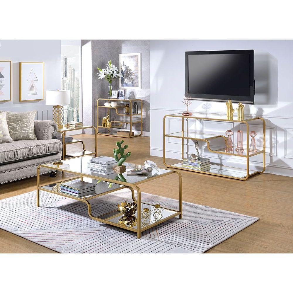 ACME Astrid Coffee Table, Gold & Mirror FredCo