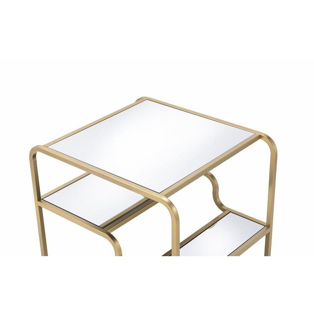 ACME Astrid End Table, Gold & Mirror FredCo