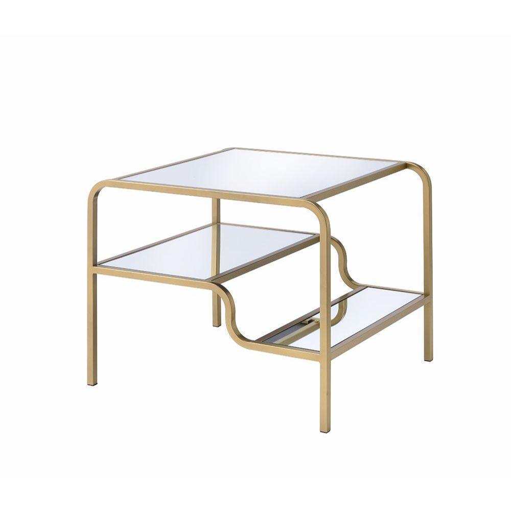 ACME Astrid End Table, Gold & Mirror FredCo