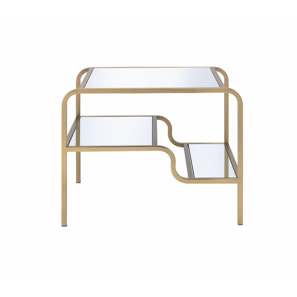 ACME Astrid End Table, Gold & Mirror FredCo