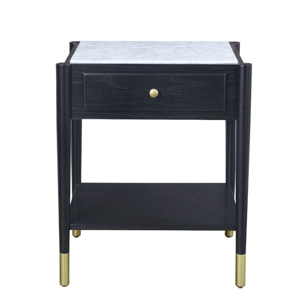 ACME Atalia End Table, Marble & Black FredCo