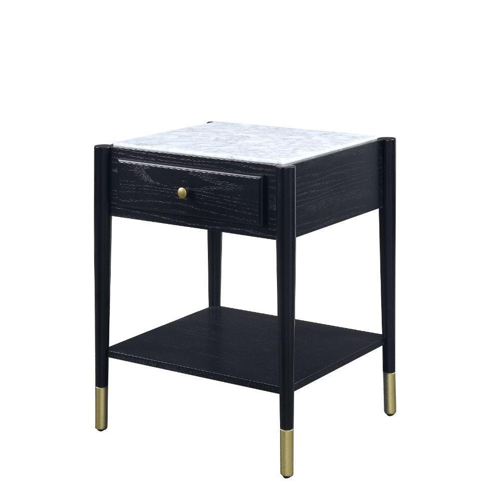 ACME Atalia End Table, Marble & Black FredCo