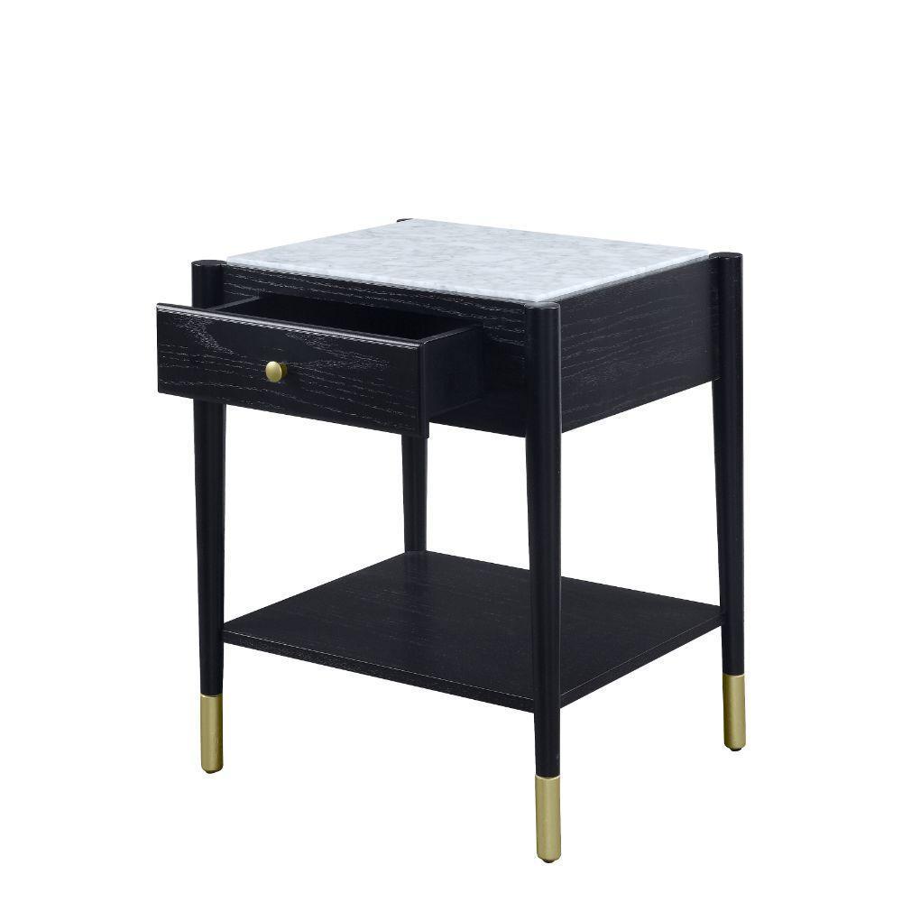 ACME Atalia End Table, Marble & Black FredCo