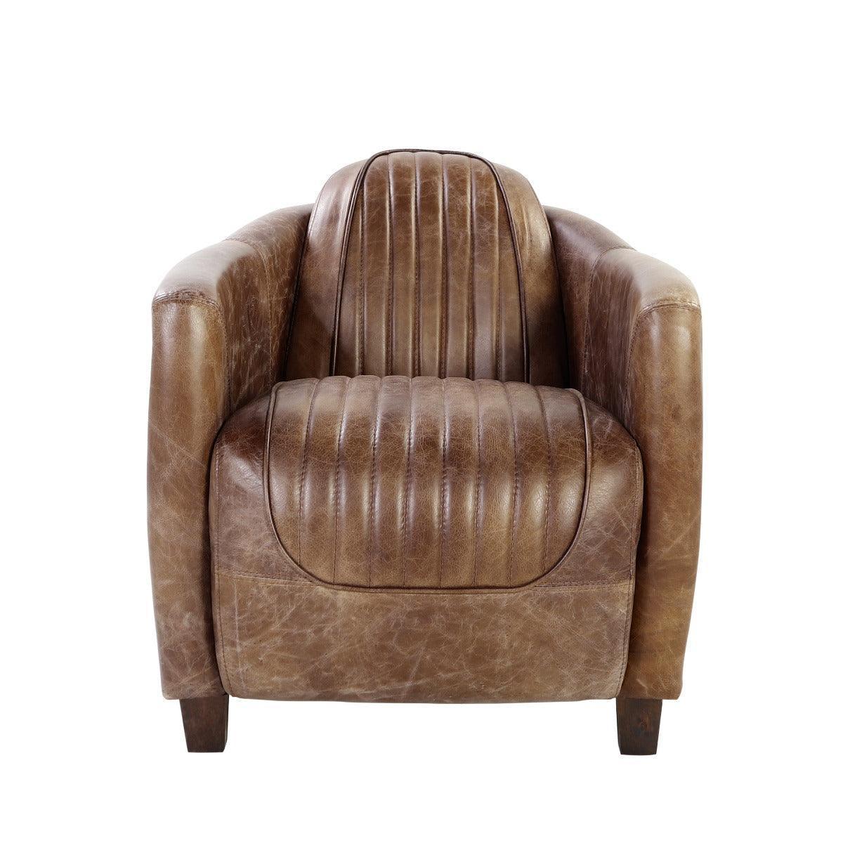 ACME Brancaster Chair, Retro Brown Top Grain Leather & Aluminum FredCo