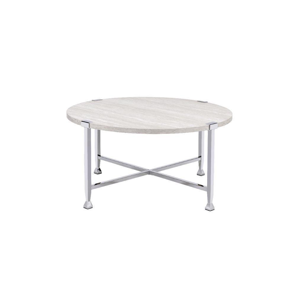 ACME Brecon Coffee Table, White Oak &Chrome FredCo