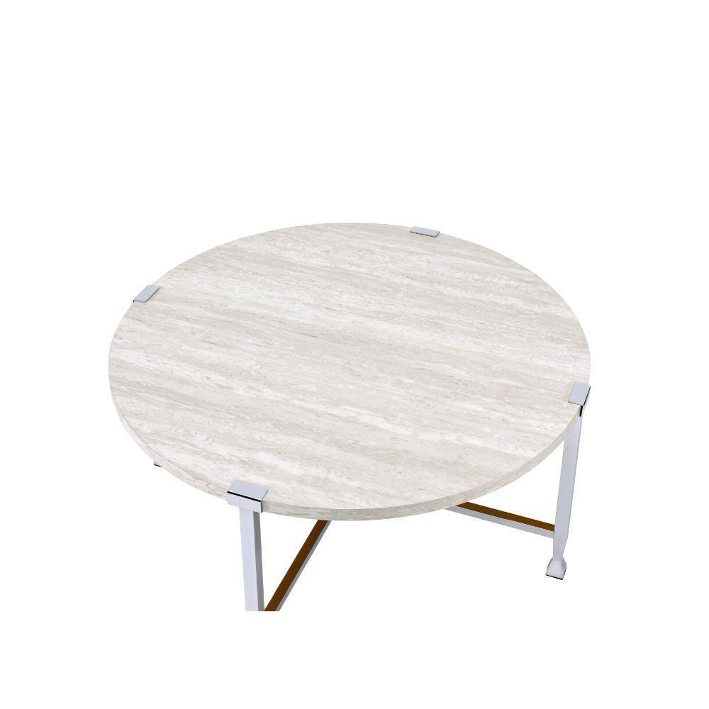 ACME Brecon Coffee Table, White Oak &Chrome FredCo