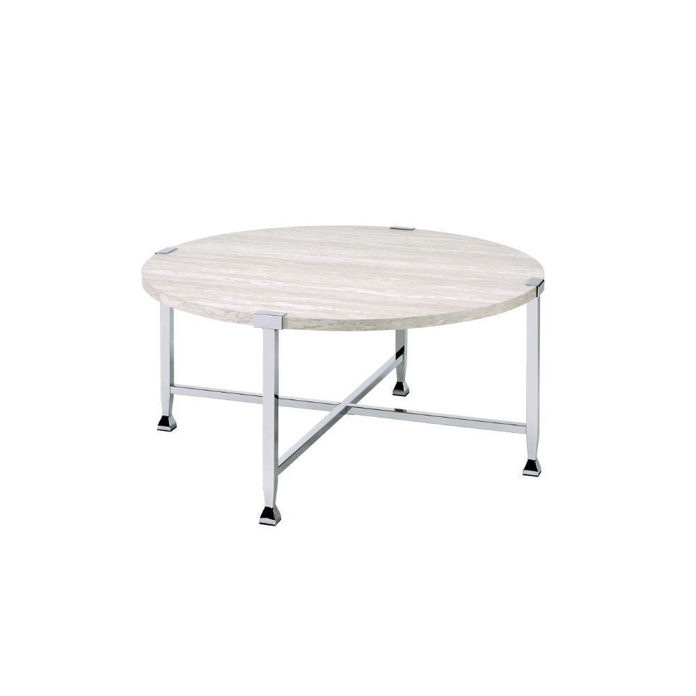 ACME Brecon Coffee Table, White Oak &Chrome FredCo