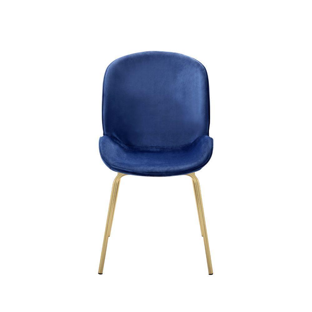 ACME Chuchip Side Chair (Set-2), Blue Velvet & Gold FredCo