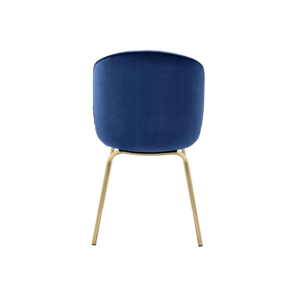 ACME Chuchip Side Chair (Set-2), Blue Velvet & Gold FredCo