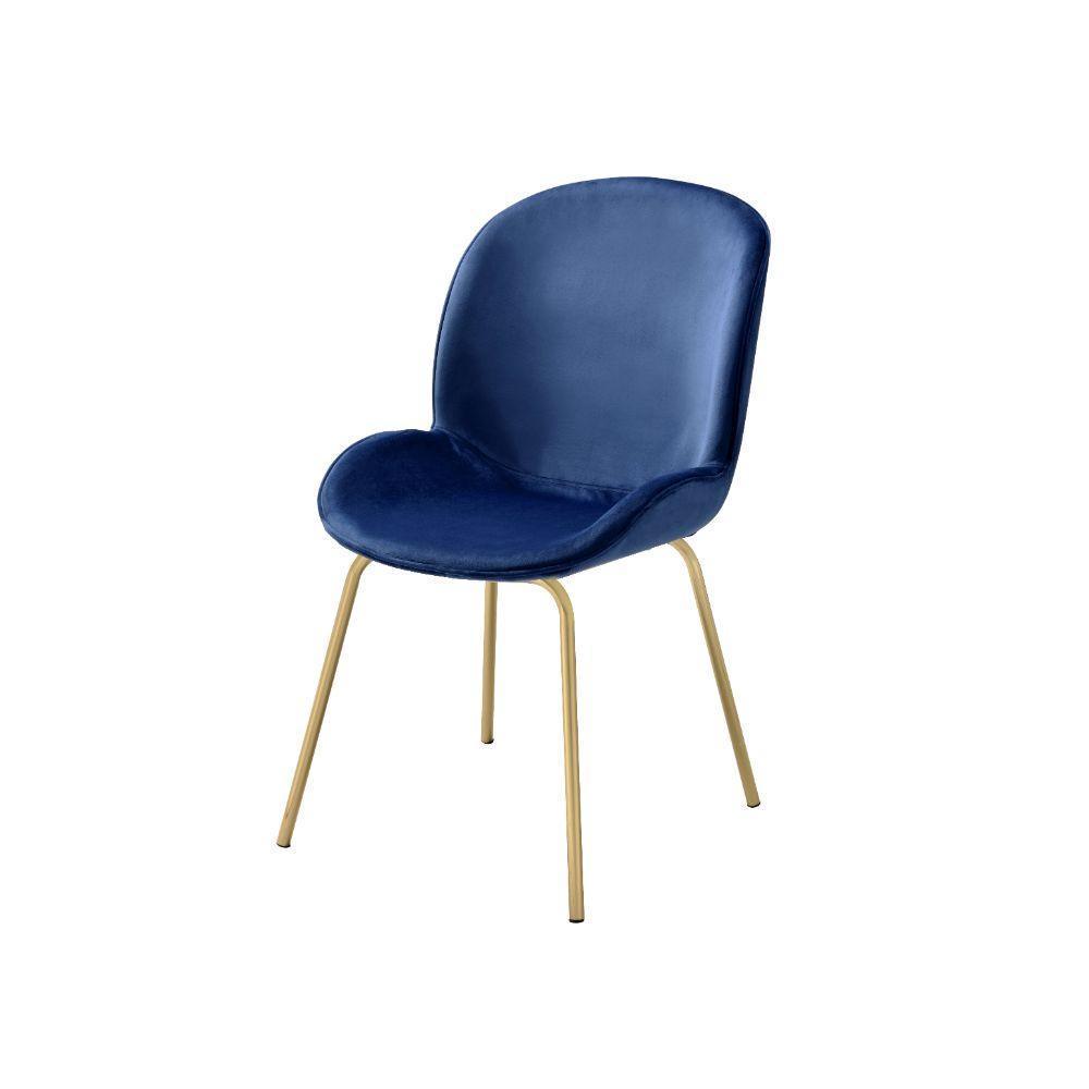 ACME Chuchip Side Chair (Set-2), Blue Velvet & Gold FredCo