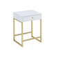 ACME Coleen Side Table, White & Brass FredCo