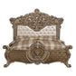 ACME Constantine Eastern King Bed, Pu Leather, Light Gold, Brown & Gold Finish FredCo