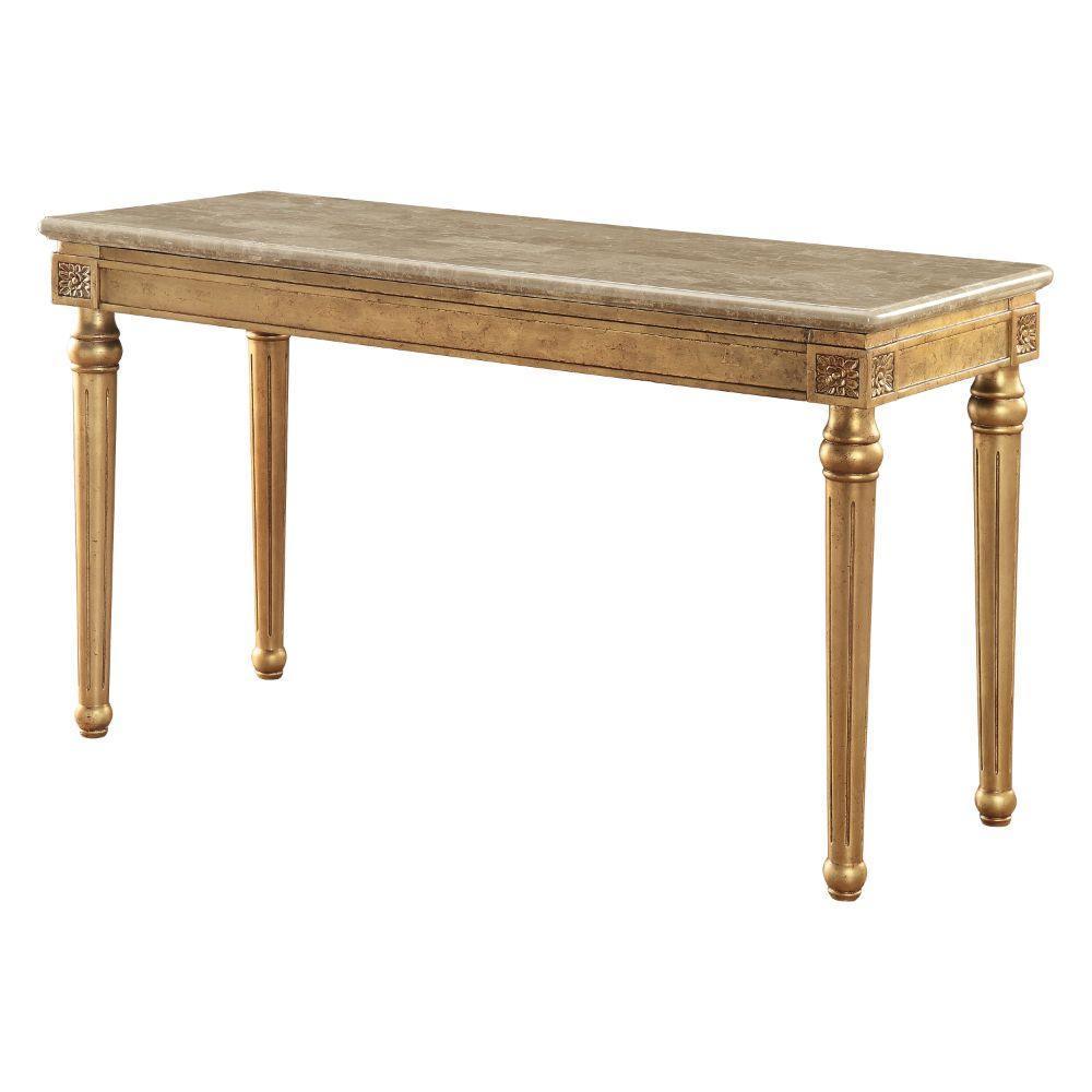 ACME Daesha Sofa Table, Marble & Antique Gold FredCo