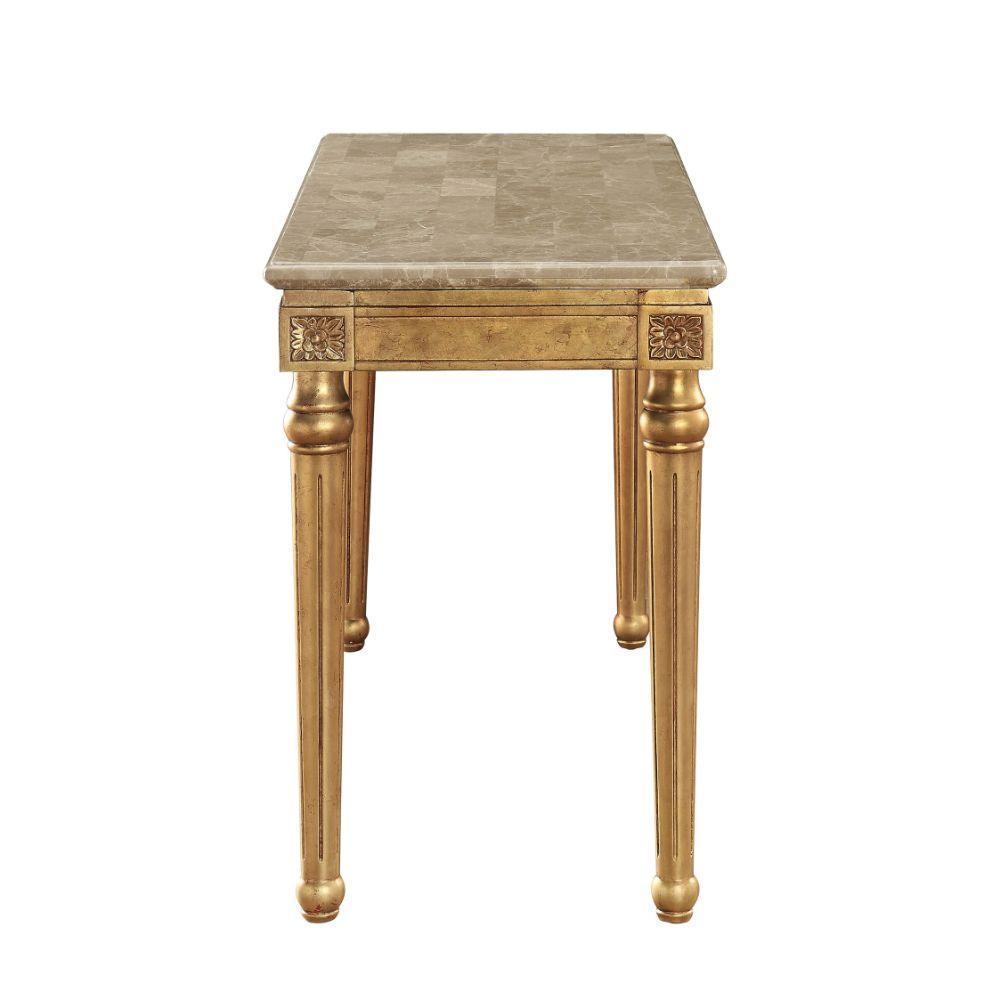 ACME Daesha Sofa Table, Marble & Antique Gold FredCo