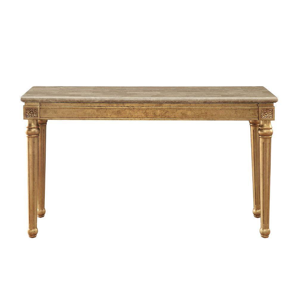 ACME Daesha Sofa Table, Marble & Antique Gold FredCo