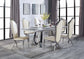 ACME Destry Dining Table, Faux Marble Top & Mirrored Silver Finish FredCo