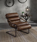 ACME Dolgren Accent Chair, Sahara Top Grain Leather & Matt Iron Finish FredCo