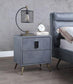 ACME Doris Nightstand w/USB Port & Electric Lock, Gray Top Grain Leather FredCo