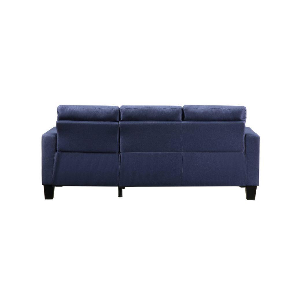 ACME Earsom Sofa and Ottoman, Blue Linen FredCo