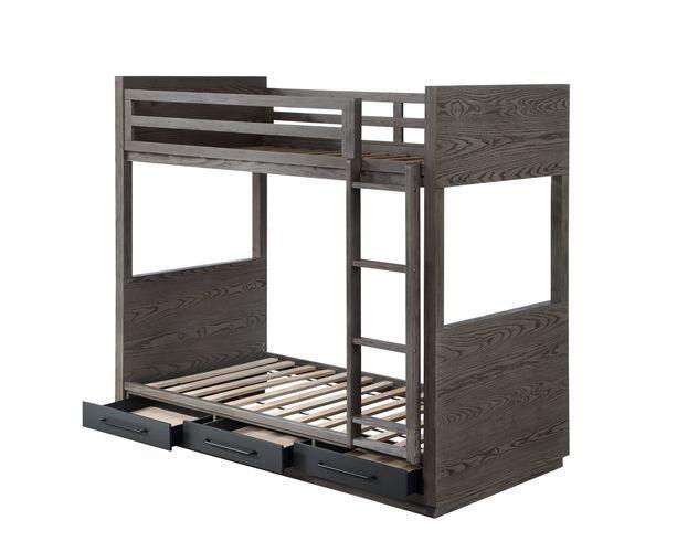 ACME Estevon T/T Bunk Bed, Gray Oak Finish FredCo