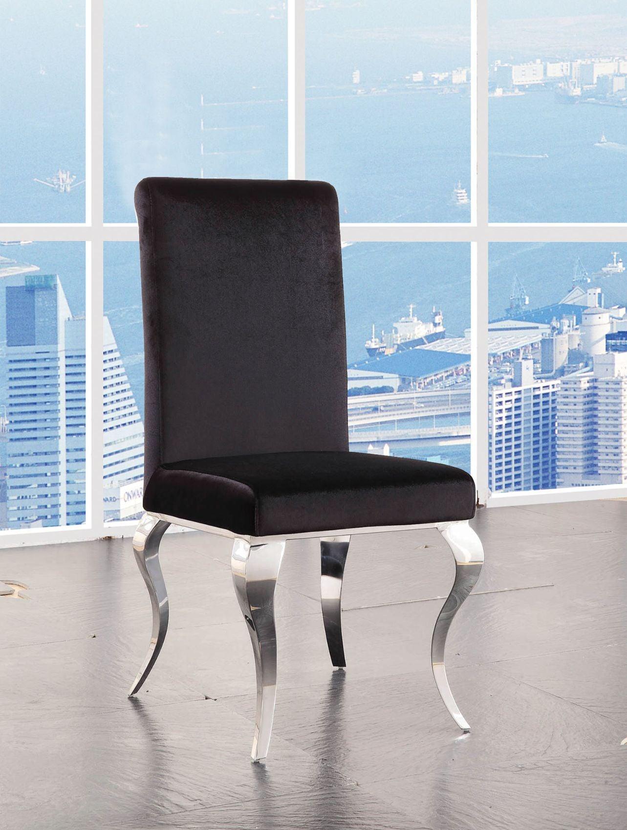 ACME Fabiola Side Chair (Set-2), Fabric & Stainless Steel FredCo
