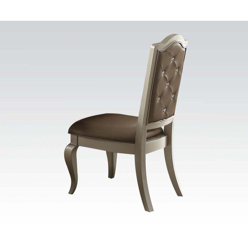 ACME Francesca Side Chair (Set-2), Silver PU & Champagne FredCo