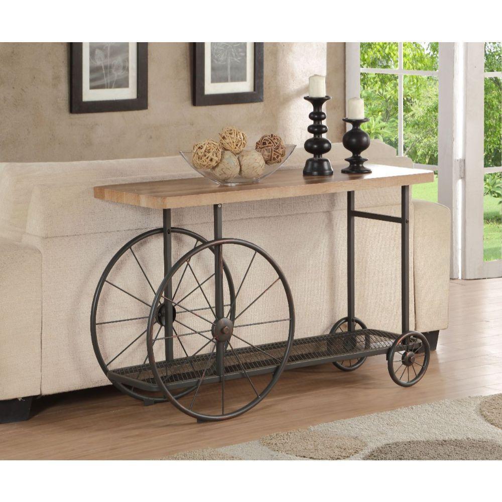 ACME Francie Sofa Table, Oak & Antique Gray FredCo