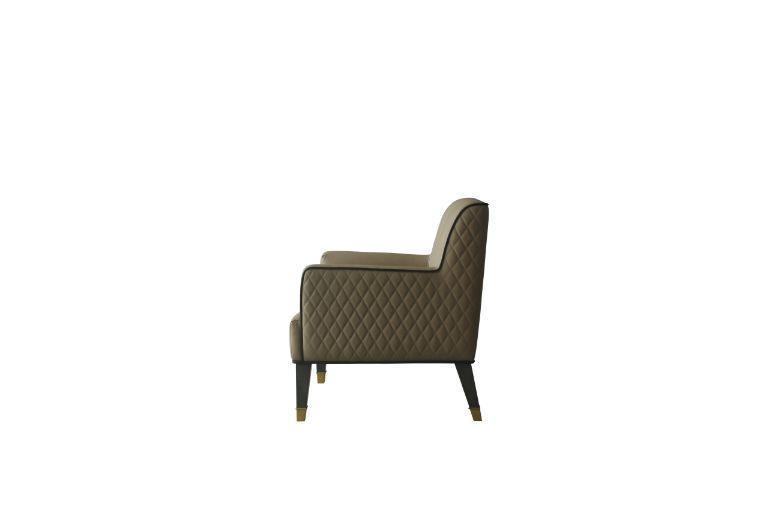 ACME House Beatrice Accent Chair w/Pillow, Tan PU & Charcoal Finish FredCo