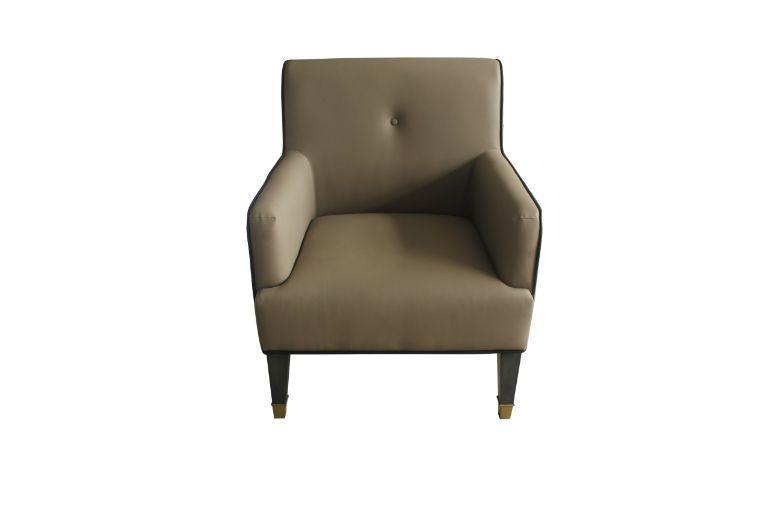 ACME House Beatrice Accent Chair w/Pillow, Tan PU & Charcoal Finish FredCo