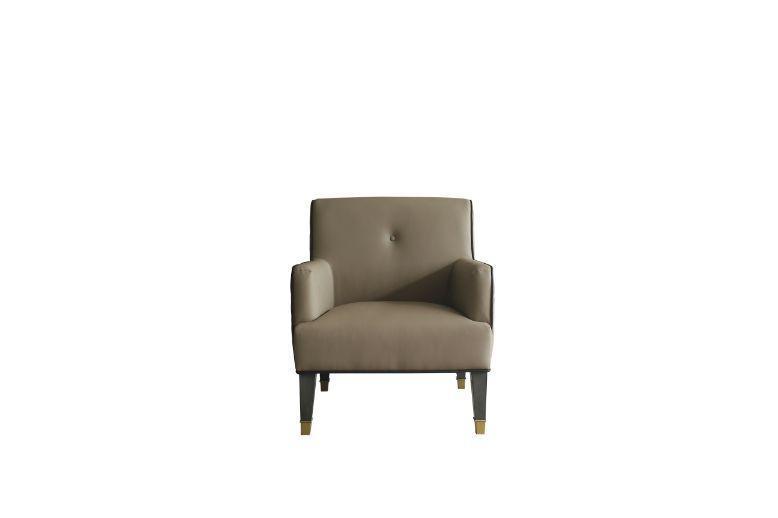 ACME House Beatrice Accent Chair w/Pillow, Tan PU & Charcoal Finish FredCo