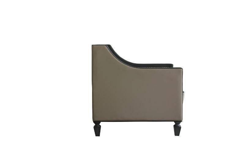 ACME House Beatrice Chair w/Pillow, Tan PU, Black PU & Charcoal Finish FredCo