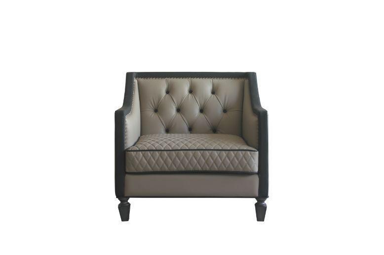 ACME House Beatrice Chair w/Pillow, Tan PU, Black PU & Charcoal Finish FredCo