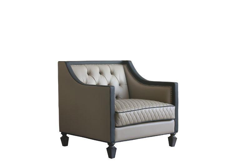 ACME House Beatrice Chair w/Pillow, Tan PU, Black PU & Charcoal Finish FredCo